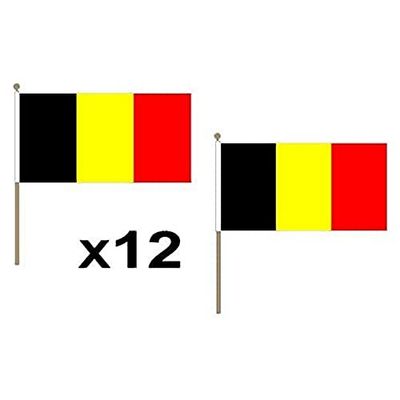 AZ FLAG Drapeau Belgique avec Hampe en Bois, 45cm x 30cm, Lot de 10