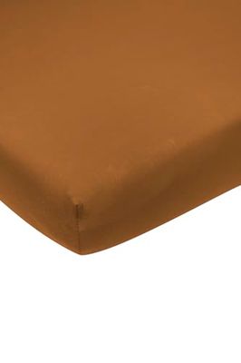 Meyco Home Basic Jersey Uni, lenzuolo per 1 persona (lenzuolo con qualità di jersey morbido, in 100% cotone, traspirante, dimensioni: 120 x 200 cm), Camel