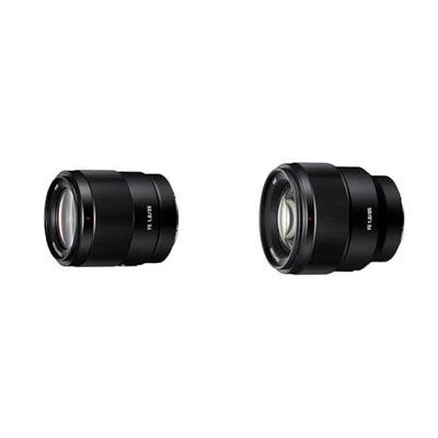 Sony SEL-35F18F Standaard Lens Single (Vaste BrandpuntsbreedteGeschikt voor A9, A7, A6000, A5100, A5000 en Nex Series,) Zwart & Sony Sel-85F18 Telelens Met, Fe 85 M F1,8, Ed-Glas, Zwart