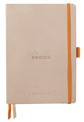 RHODIA 117803C – Miękki notes Bullet Journal Goalbook jasnoróżowy – A5 14,8x21 cm – punktowy układ stron – 240 stron – papier 90 g/m² – 2 tasiemki – okładka z ekoskóry