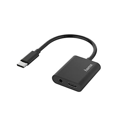 Hama - Adattatore audio USB Type C 2in1, audio presa jack 3.5 mm e ricarica