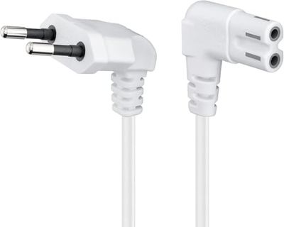 Goobay 97357 Cable de alimentación Euro acodado en Ambos Lados; Enchufe Euro Blanco (Tipo C, CEE 7/16 /> Toma de Aparato C7, Compatible con TV Samsung, LG, Philips, ps4 etc. / 5 m