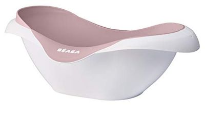 BÉABA, Baignoire pour Bébé, Antidérapante et Confort, Made in France, Matière Souple et Douce, Multifonction, Ergonomique, Bouchon de vidange, Camélé'O, Vieux rose
