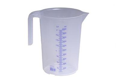 Hünersdorff Jarro graduado 2.000 ml, PP, 2 escalas pega aberta, transparente e empilhável