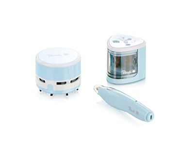 Peach Sacapuntas eléctrico universal PO102, incluye piezas de repuesto y goma de borrar PO105 Mini aspiradora | 16 gomas de borrar de repuesto | fácil de borrar, aspirar puntas, PO102, PO105, PA105