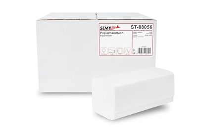SemyTop Paper Hand Towels with ZZ-Fold, 2-ply, brilliant white, 24 x 21 cm (3200 Sheets)