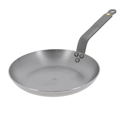 De Buyer - Poêle ronde antiadhésive en inox AFFINITY - 32 cm - Fabriquée en France, Sans PFAS, Montée Rapide en Température, Inox 18/10, Tous Feux + Four, Finition Poli Brillant