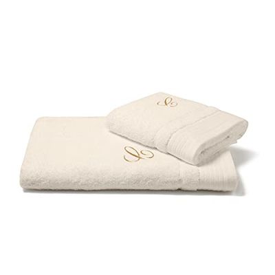 Caleffi Toalla con Invitados de algodón Bordado Marfil – 71412