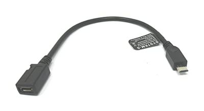 SYSTEM-S USB 2.0 kabel 15 cm Micro B male naar female adapter in zwart