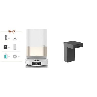 DREAME X40 Ultra Complete Robot aspirapolvere scopa rimovibile e sollevabile, pulizia approfondita con spazzola laterale + Kit di Collegamento Acqua di Riempimento e Scarico Automatico
