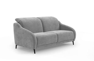 CAVADORE Canapé 2,5 Places Bleu/canapé 2,5 Places au Design Moderne avec réglage de la tête de lit et Pieds en métal Noir Mat / 172 x 93 x 104 cm/Microfibre, Gris Moyen