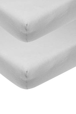 Meyco Baby Uni underlakan 2-pack för vaggan (lakan med mjuk jerseykvalitet, tillverkad av 100% bomull, perfekt passform tack vare resår runt om, mått: 40 x 80 / 90cm), ljusgrå