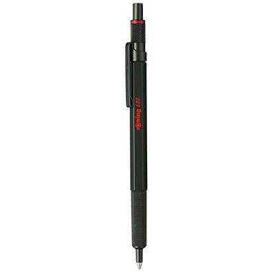 rOtring Bolígrafo 600, punta media, tinta negra, barril verde, recargable