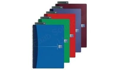 Oxford Office Essentials A5 Card Cover Wirebound Notebook Narrow Ruled with Margin 180 Page including Repositionable Divider/Ruler, Assorted Colours, 5 Notebooks