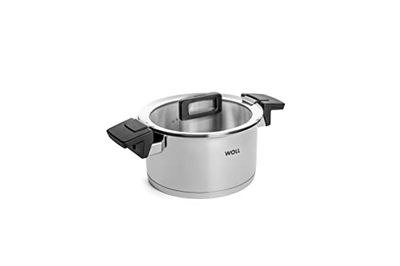 Woll 120NC Concept marmite en Acier Inoxydable pour plaques à Induction, ø 20 cm, Hauteur : 11 cm, 3,4 l avec multifunktionsglasdeckel in Box