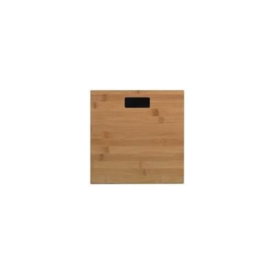 MSV Báscula Digital de baño con Cristal de Seguridad, diseño Fino, bambú, 180 kg, marrón