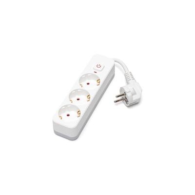 Stekkerdoos met 3 stopcontacten met schakelaar, max. 3680 W, 16 A, 250 V, kabel 5 cm, H05VV-F 3G1,0 mm², compact design, wit en grijs