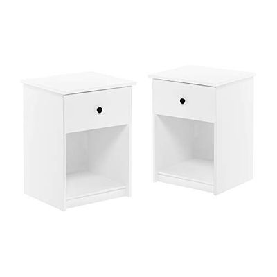 Furinno Tidur Table de Nuit avec 1 Tiroir, Paquet de 2, Blanc