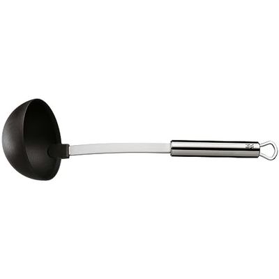 WMF Profi Plus Colher Sopera Ø 9 cm 30 cm, silicone preto, cabo de aço inoxidável Cromargan, adequado para máquina de lavar louça