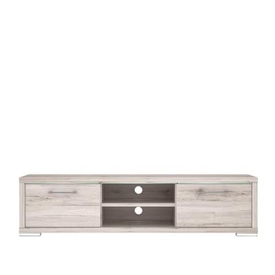 Forte Stay Meuble TV Bas avec 2 Portes, Panneau de Particules, Chêne Sable, 42,5 x 173,1 x 42 cm