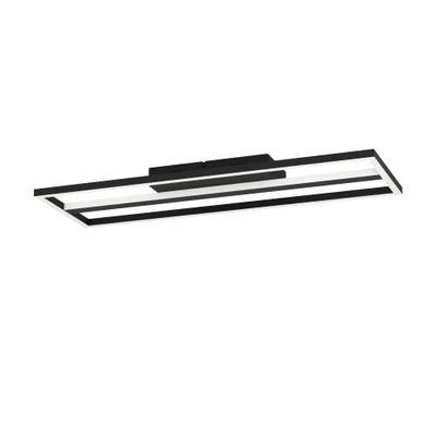 Eglo connect.z Plafonnier LED connectée Calagrano-Z, lampe de plafond contrôlable par application et commande vocale Alexa, blanc chaud - froid, rétro-éclairage RVB, dimmable, métal noir, 64 x 22 cm