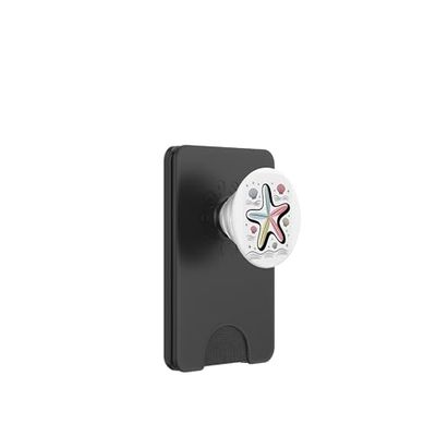 Una ilustración de estrella de mar y conchas marinas PopSockets PopWallet para MagSafe