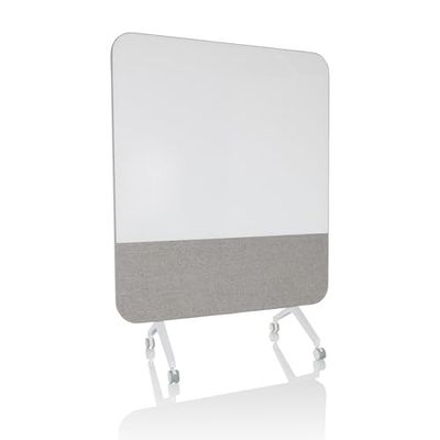 HJH Office Whiteboard Vision Board 2-in-1 Parete Acustica e Lavagna Bianca Mobile, incl. cancellino, Grigio, 891014