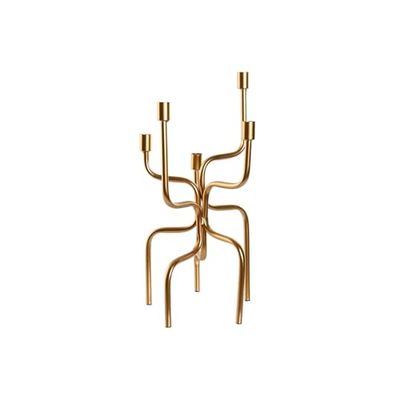 CANDELABRO METAL 25X25X51 5VELAS DORADO
