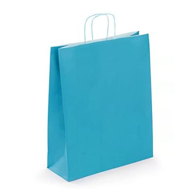 Viquel - Grote krachttas, 35 x 14 x 40 cm – grote blauwe krachttas met gedraaid handvat – 50 papieren zakken – blauw