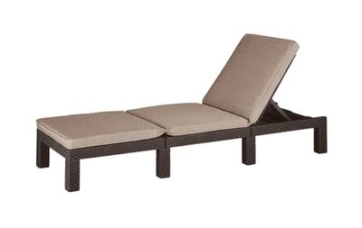 ALLIBERT by Keter Daytona Chaise Longue de Luxe pour Jardin, terrasse et Balcon avec tête réglable, Coussin, en Plastique, Aspect rotin Plat, Marron, 195 x 65 x 25,5 cm