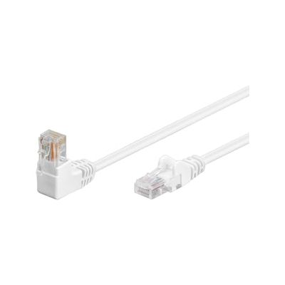 Goobay 94164 CAT 5e eenzijdig afgeschuind netwerk/ethernetkabel, U/UTP netwerkkabel, wit; binnengeleider CCA, 1x RJ45-stekker 90° (8P8C); 2 meter