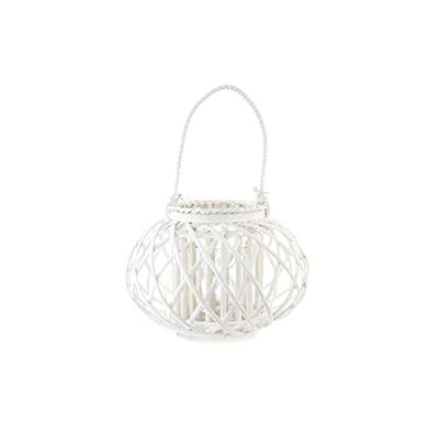 DKD Home Decor Portavelas Color Blanco, de Mimbre y Cristal S3037547 - EAN: 8424001925872