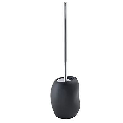 Gedy G-Iside, Black, Dimensions and Weight: 45.8 x 12 x 11.6 cm & 1.295 kg, Made of Resin and Sand, Toilet Brush Design R&S, 2 Year Warranty, one Size