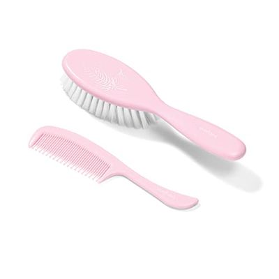 BabyOno Brosse et peigne à cheveux pour enfants et nourrissons Poils super doux Rose