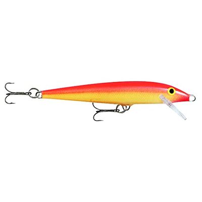 Rapala Original Floater Lure with Two No. 7 Hooks, 0.9-1.5 m Swimming Depth, 9 cm Size, Gold Fluorescent Red