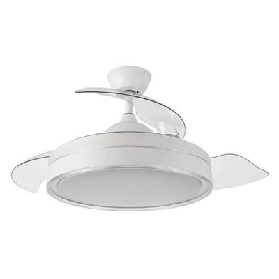 FABRILAMP Witte ventilator met led-gelijkstroommotor en uitklapbare vleugels