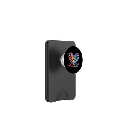 Rainbow Love Is Love LGBT Gay Lesbianas Orgullo Mariposa Corazón PopSockets PopWallet para MagSafe