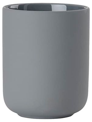 Zone Denmark Ume tandborstmugg, tandborsthållare, tandborstmugg, tillverkad av stengods/keramik, vackert & praktiskt badrumstillbehör, diameter 8,3 cm, höjd 10,3 cm, grå