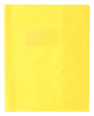 Calligraphe 72014C Un Protège-Cahier Grain Losange Jaune - 17x22 cm - 18/100ème avec Porte-Étiquette - PVC Opaque