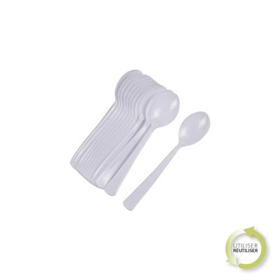 Homéa, Set de 12 Grandes Cuilleres Réutilisables en Ps Blanc H17,5 cm
