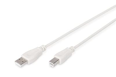 DIGITUS Cavo di collegamento USB 2.0-1,8 m - da USB A (M) a USB B (M) - 480 Mbit/s - Cavo di collegamento, compatibile USB - Beige