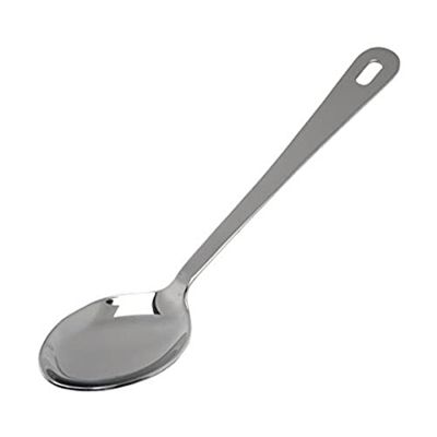 Genware 300014 Stainless Steel Serving Spoon with Hanging Hole, 14 inches Length
