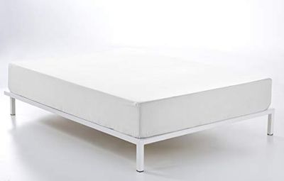 Sábana bajera ajustable de algodón de 600 hilos color blanco