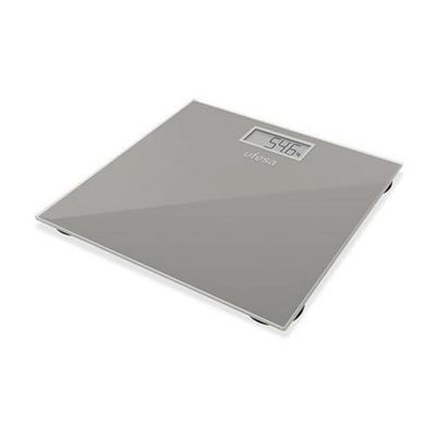 Ufesa BE0906 Badkamer Weegschaal, 29 x 28 cm, Slim High Design, Maateenheden: KG/LB/ST, Max 150 KG/Precisie 100g, Auto-Stop, Wit/Grijs
