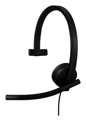 Logitech H570e USB-headset met microfoon voor pc en Mac, USB-A bedrade headset met monogeluid, ruisonderdrukkende microfoons en inline bediening, gecertificeerd voor Microsoft Teams, zwart