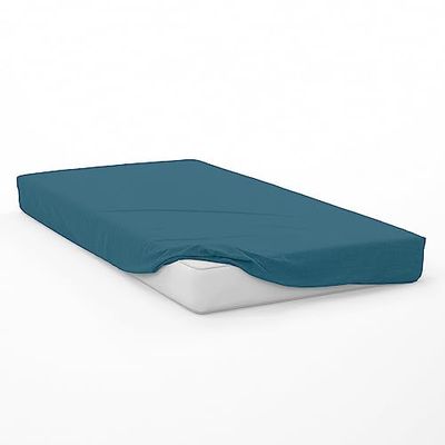 Soleil d'ocre, 57 Thread Count Cotton Fitted Sheet 70 x 140 cm Baby Blue Duck Egg Soleil d'Ocre