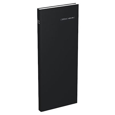 LECAS Civil Diary Counter Long Travers 2023 Daily Format 14 x 35 cm Hard Cover - Black