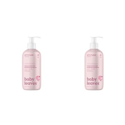 ATTITUDE 2-in-1 Hair Shampoo and Body Wash for Baby, Plant and Mineral-Based Gentle Formula, EWG Verified, Vegan Baby Products, Unscented, 473 mL (Pack of 2)