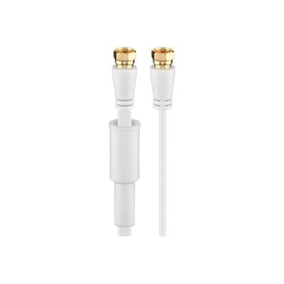 Goobay 67298 Cavetto F per Antenna Satellitare (80 dB), Piatto, Schermatura Doppia, Bianco, 10 m Lunghezza del Cavo