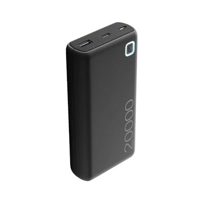 Cellularline - Power Bank 20000 - Caricabatterie portatile ESSENCE da 20000mAh - Input 1xUSB-C, 1xMICRO USB 10.5W - Output 1xUSB 12W - Nero